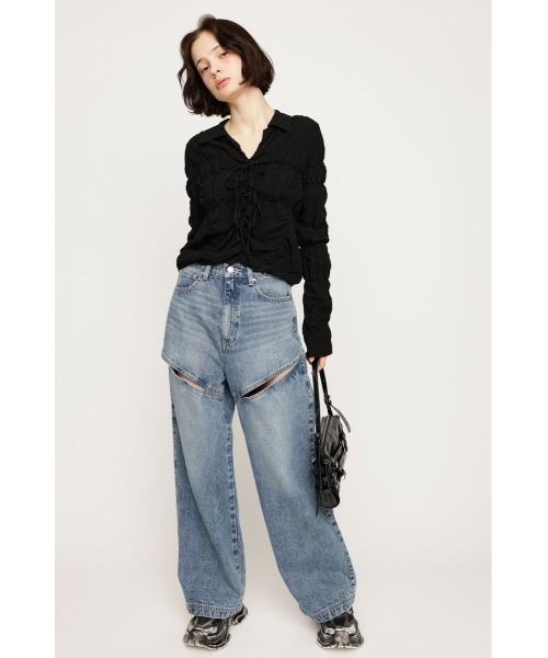 SLY ブラウス シャツ SHIRRING SKIPPER RIBBON SH シャーリング