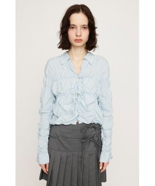SLY ブラウス シャツ SHIRRING SKIPPER RIBBON SH シャーリング