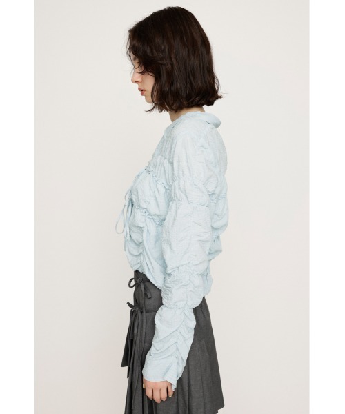 SLY ブラウス シャツ SHIRRING SKIPPER RIBBON SH シャーリング