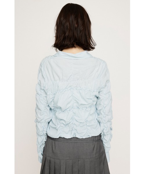 SLY ブラウス シャツ SHIRRING SKIPPER RIBBON SH シャーリング