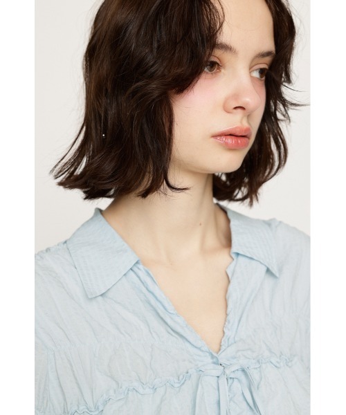 ブラウス シャツ SHIRRING SKIPPER RIBBON SH シャーリング スキッパー リボン シャツ 春服 レディース SHIRRING SKIPPER RIBBON SH シャーリング スキッパー リボン