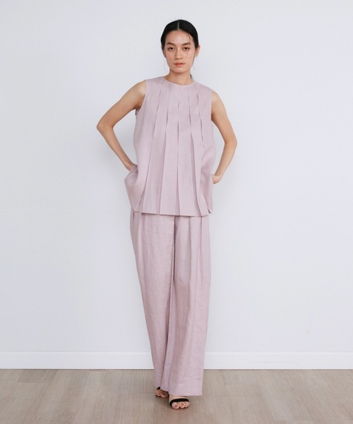 ブラウス シャツ リネンボックスプリーツブラウス「la veille by SUPERIOR CLOSET」「セットアップ対応」 レディース INED ブラウス シャツ リネンボックスプリーツブラウス「la