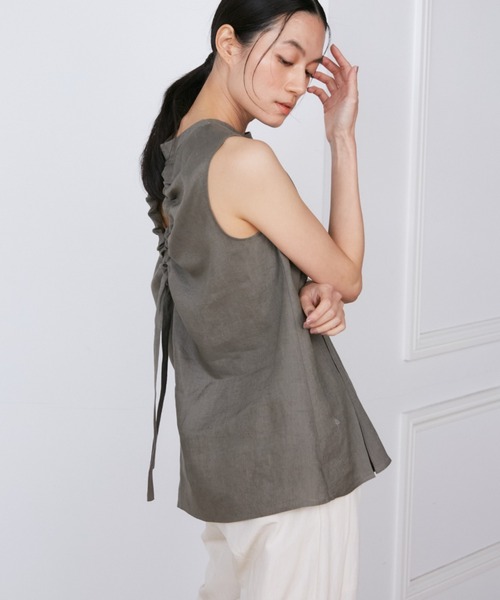 ブラウス シャツ リネンボックスプリーツブラウス「la veille by SUPERIOR CLOSET」「セットアップ対応」 レディース INED ブラウス シャツ リネンボックスプリーツブラウス「la
