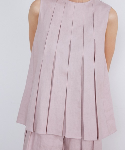 ブラウス シャツ リネンボックスプリーツブラウス「la veille by SUPERIOR CLOSET」「セットアップ対応」 レディース INED ブラウス シャツ リネンボックスプリーツブラウス「la