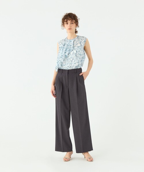トゥモローランド25ss エクストラファインポリエステルトロピカル タックワイド TOMORROWLAND collection パンツ エクストラファインポリエステル