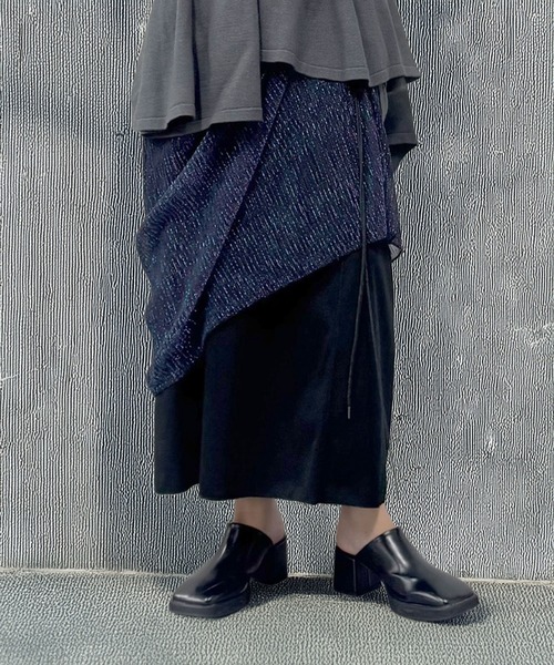 funda mine スカート 「日本製」リバーシブルラメ糸ロングスカート