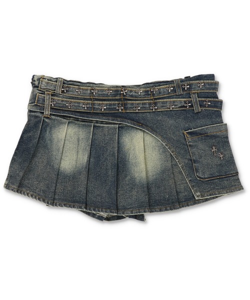 SPINNS デニムスカート デニム超ミニスカート/プリーツクロス