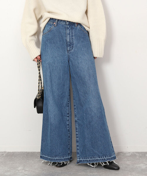 「SLOBE IENA」 加工デニムパンツ 36 ブルー レディース_画像8