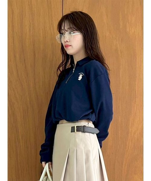 トレーナー スウェット Lily Bearハーフジップクロップドスウェット レディース LILY BROWN トレーナー スウェット Lily Bearハーフジップ