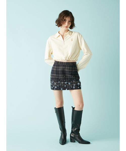 LILY BROWN トレーナー スウェット Lily Bearハーフジップ