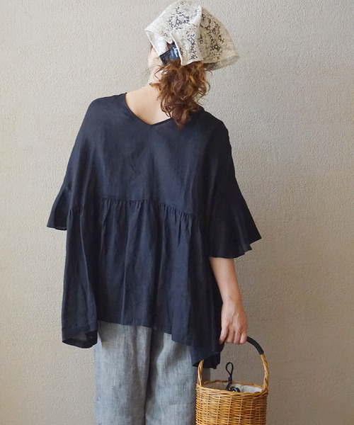 journal standard luxe 60リネンギャザープルシャツ　ピンク 追加》60リネン ギャザープル（シャツ／ブラウス）｜journal