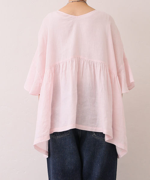journal standard luxe 60リネンギャザープルシャツ　ピンク 追加》60リネン ギャザープル（シャツ/ブラウス）｜JOURNAL