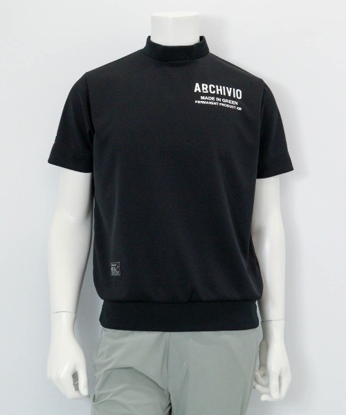 ARCHIVIO モックネックシャツ　ブラック サイズ50 archivio（アルチビオ） tシャツ 「MENS」「メンズ」UV速乾モック
