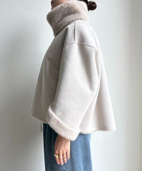 DouDou コート アウター フェイクファーリバーシブルコート