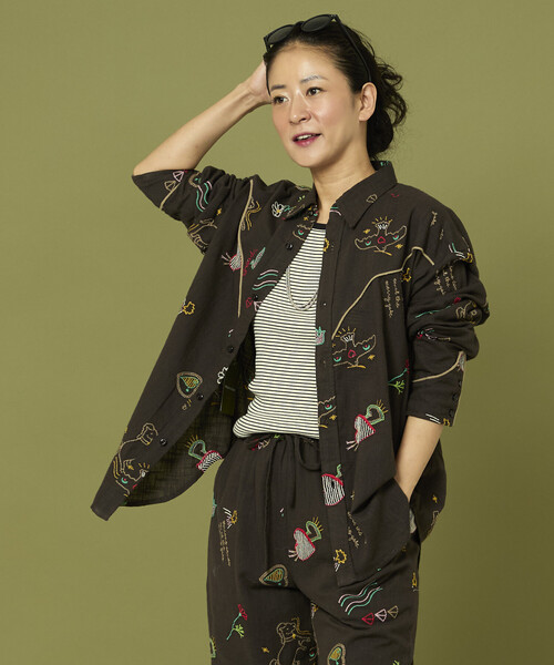 ブラウス シャツ Freada/フリーダ モチーフ刺繍 柄シャツ レディース | Freada | 19