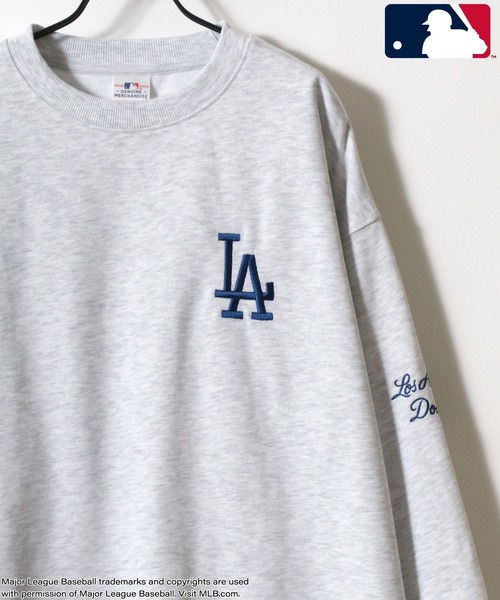 トレーナー スウェット 裏起毛 MLB/メジャーリーグベースボール 別注 オーバーサイズ 裏起毛 ロゴ ワッペン ワンポイント刺繍 スウェット トレーナー/レデ… | MLB | 06