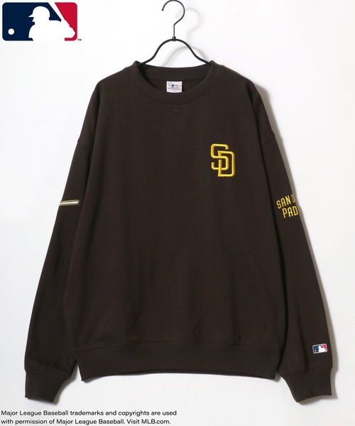 トレーナー スウェット 裏起毛 MLB/メジャーリーグベースボール 別注 オーバーサイズ 裏起毛 ロゴ ワッペン ワンポイント刺繍 スウェット トレーナー/レデ… | MLB | 19