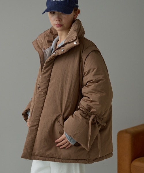 にゃん：2wayリボンダウン AS KNOW AS（アズノゥアズ） ダウンコート ダウンジャケット散りばめ