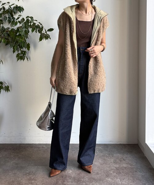 ドゥドゥ　リバーシブルボアベスト DouDou（ドゥドゥ） ベスト ジレ 「WEB限定」リバーシブルボアベスト