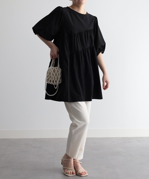 「RANAN」 半袖チュニック L ブラック レディース_画像9