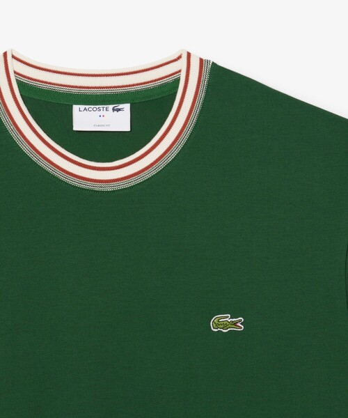 LACOSTE（ラコステ） tシャツ ボーダーリブネックフレンチメイドT