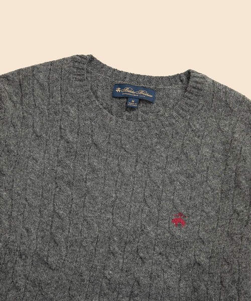 美品ブルックスブラザーズ コットンケーブルニット セーター　ロゴ刺繍ワンポイント BROOKS BROTHERS（ブルックスブラザーズ） セーター ニット