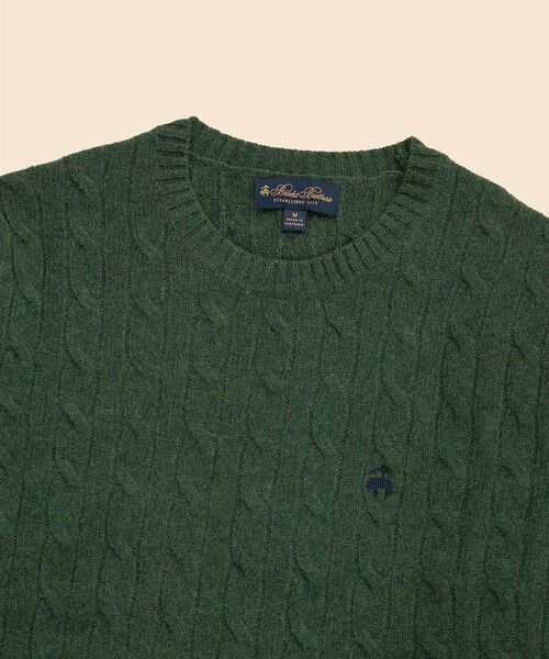 美品ブルックスブラザーズ コットンケーブルニット セーター　ロゴ刺繍ワンポイント BROOKS BROTHERS（ブルックスブラザーズ） セーター ニット