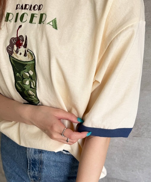 「DOUBLE NAME」 半袖Tシャツ FREE ブルー レディース_画像5