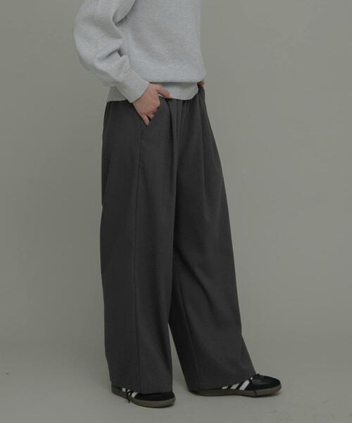 アンダール　裏起毛 ワイドパンツ Sロング　オブシディアングレー URBAN RESEARCH Sonny Label ワイドパンツ パンツ 裏起毛イージー