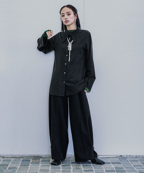 HARE（ハレ） スラックス パンツ ウールライクワイドフレアパンツ(HARE