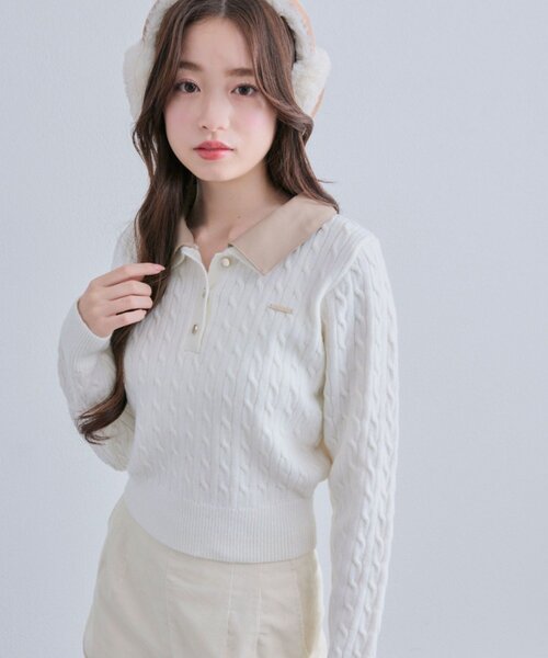 OLIVE des OLIVE（オリーブデオリーブ） ニット セーター 配色衿