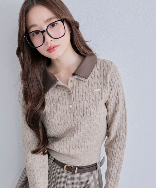 OLIVE des OLIVE（オリーブデオリーブ） ニット セーター 配色衿