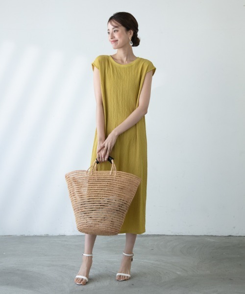 「M.deux」 ノースリーブワンピース MEDIUM イエロー レディース_画像4