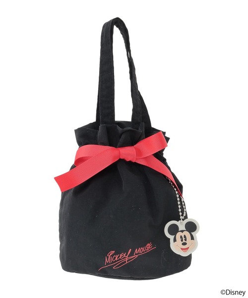 Disney（ディズニー） ポーチ Disney/ミッキーチャーム付きリボン巾着