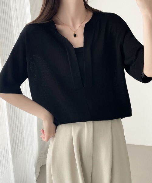 「ABITOKYO」 半袖ニット M マスタード レディース_画像6