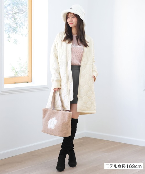 MARY QUANT リバーシブル　キルト　ボア　ブルゾン　コート　ノーカラー MARY QUANT（マリークヮント） ノーカラーコート コート マリー