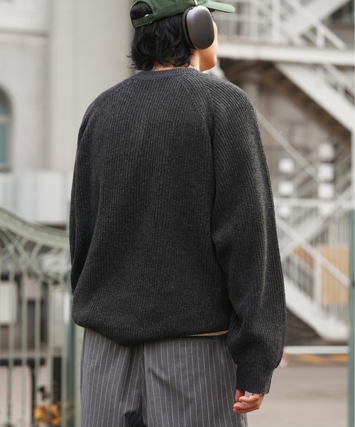 Bleme セーター ニット ウール混 ラグラン ヘンリーネックニット