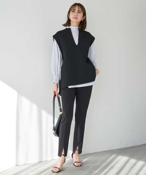 「UNFILO」 半袖ニット LARGE ネイビー レディース_画像6