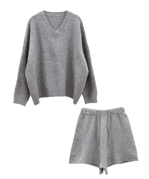 I-SOOK（アイスー） セットアップ Vネックニットセットアップ(chiica