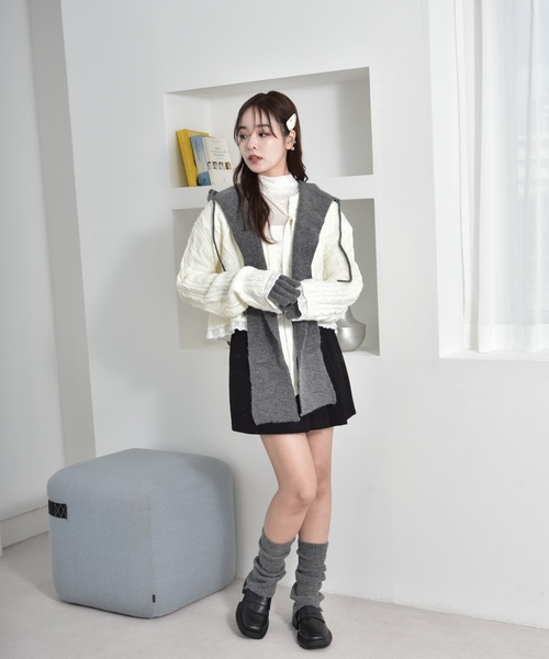 レッグウォーマー セットアップ対応 畔編みレッグウォーマー