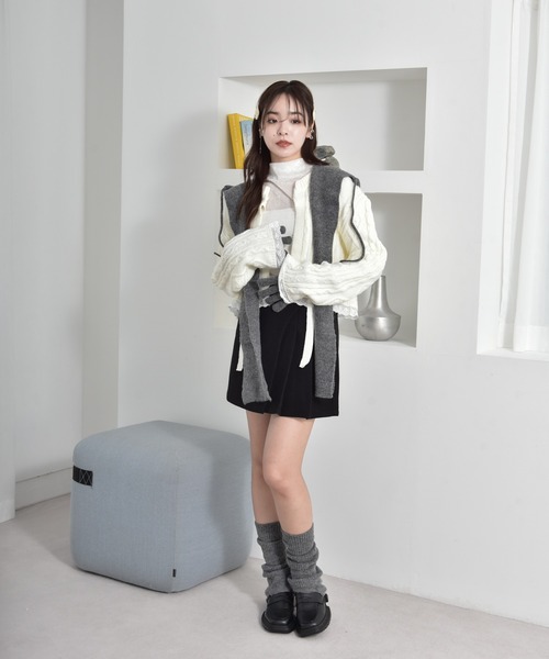 レッグウォーマー セットアップ対応 畔編みレッグウォーマー