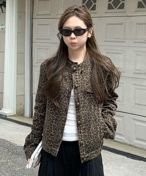 ViViDAY デニムジャケット gジャン レオパード柄デニムジャケット