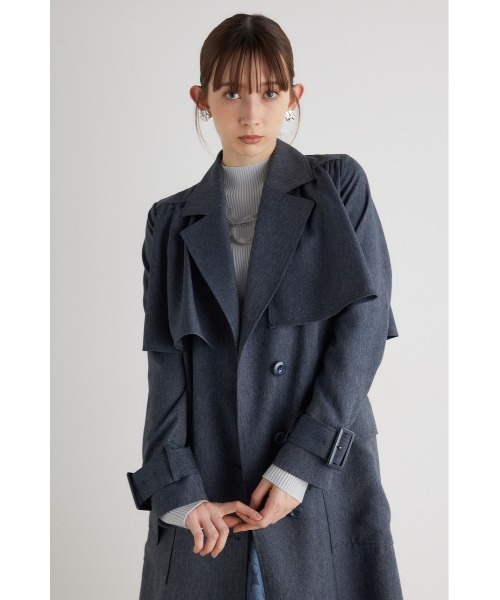 「rienda」 トレンチコート MEDIUM ブルー レディース_画像6