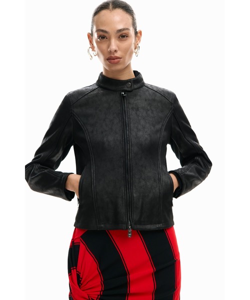 Desigual（デシグアル） レザージャケット ライダース マオカラー