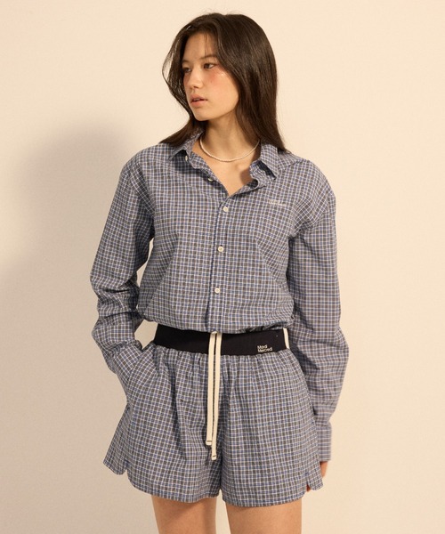 Mardi Mercredi ブラックショートパンツ Mardi Mercredi（マルディメクルディ） パンツ COTTON SHORTS CHECK