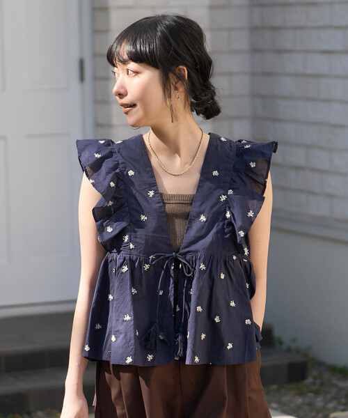 FREAK'S STORE（フリークスストア） ベスト ジレ 夏 インド 小花刺繍