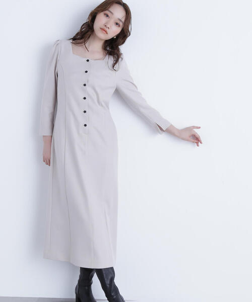 「NATURAL BEAUTY BASIC」 長袖ワンピース MEDIUM ネイビー レディースの画像