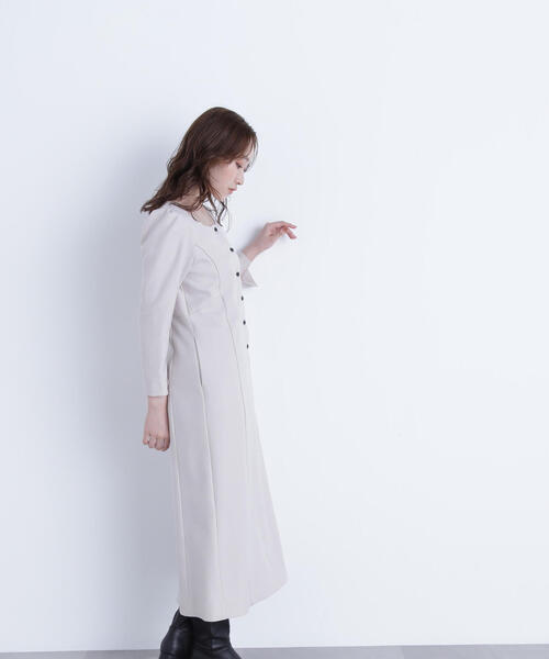 「NATURAL BEAUTY BASIC」 長袖ワンピース MEDIUM ネイビー レディースの画像