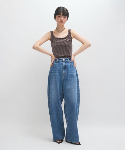 「NEEDBY heritage」 デニムパンツ 26 ネイビー レディースの画像