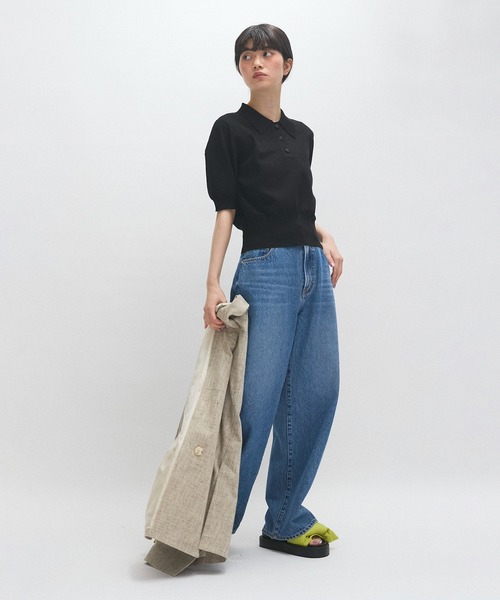 「NEEDBY heritage」 デニムパンツ 26 ネイビー レディースの画像